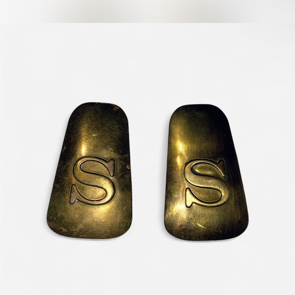 Brass Metal S Initial Earrings Jewelry Artisan Made Statementjewelry 30$